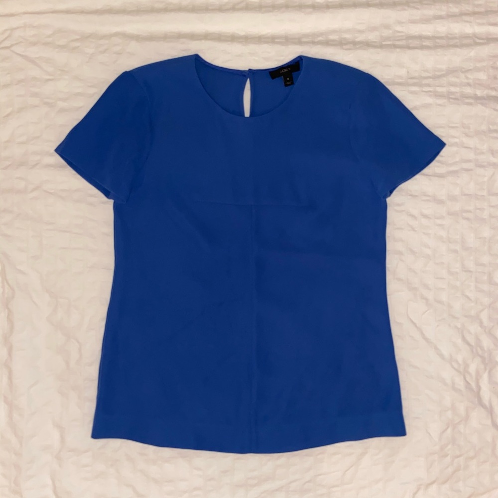 Cobalt blue structures short sleeve blouse
